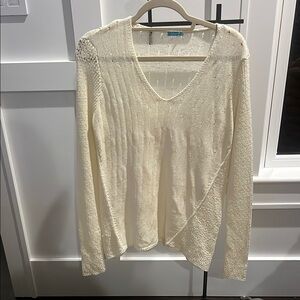 J. McLaughlin Cream Textured Knit Top